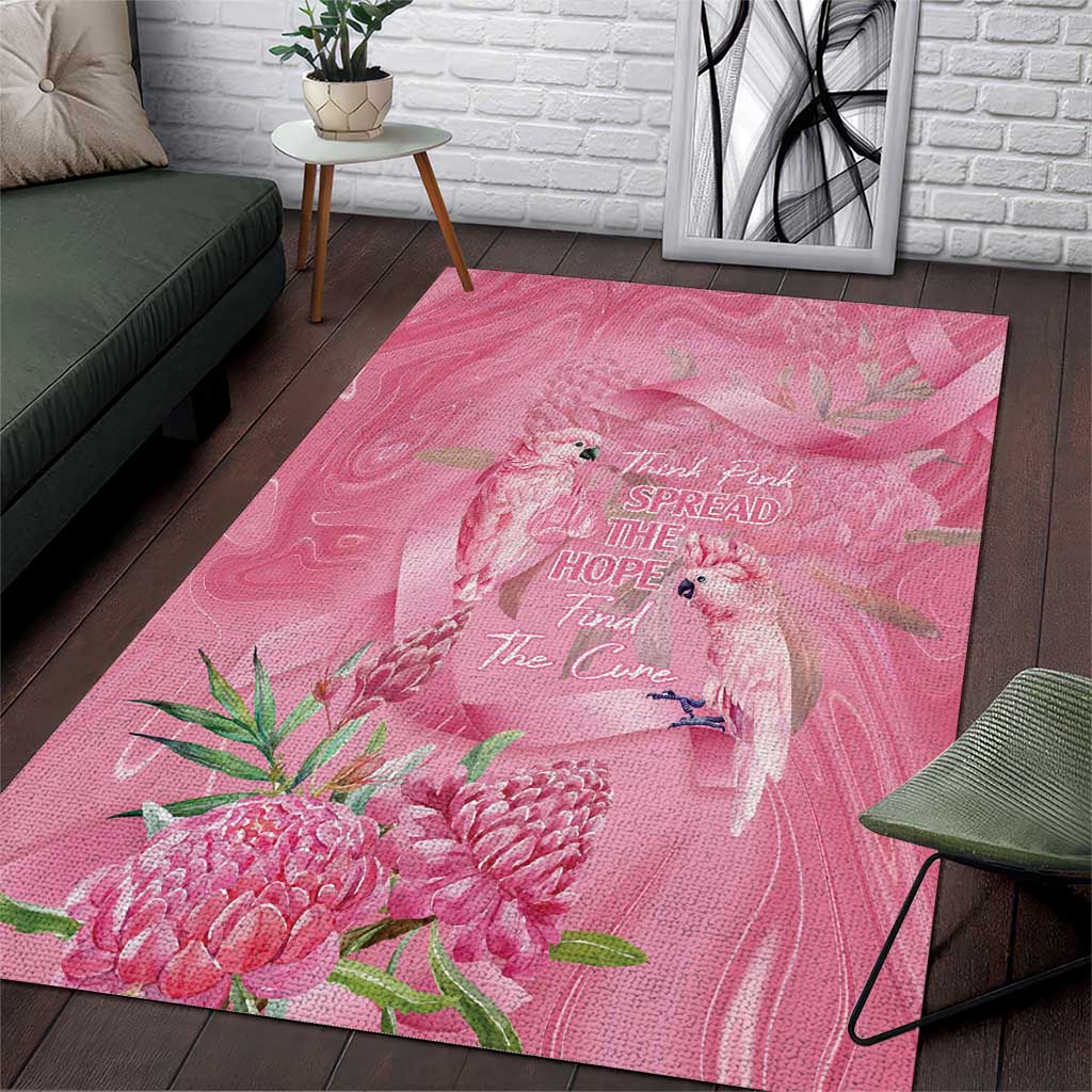 Australia Breast Cancer Awareness Area Rug Think Pink Cockatoos Ribbon - Aussie Hoodie