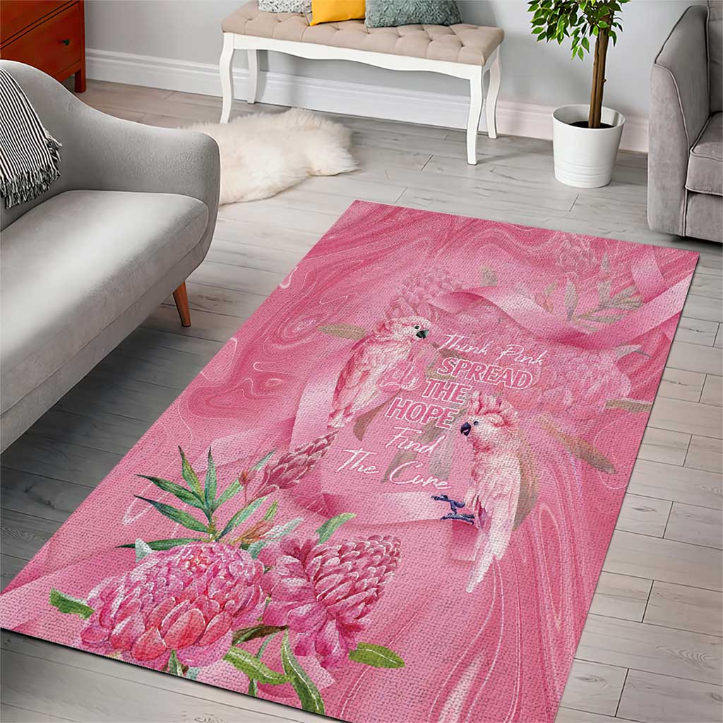 Australia Breast Cancer Awareness Area Rug Think Pink Cockatoos Ribbon - Aussie Hoodie