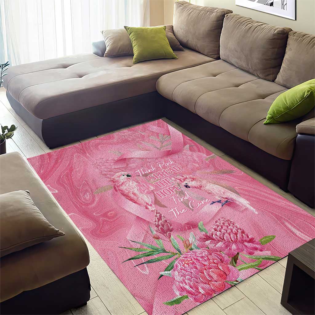 Australia Breast Cancer Awareness Area Rug Think Pink Cockatoos Ribbon - Aussie Hoodie