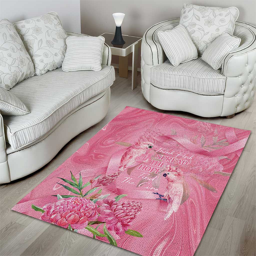Australia Breast Cancer Awareness Area Rug Think Pink Cockatoos Ribbon - Aussie Hoodie