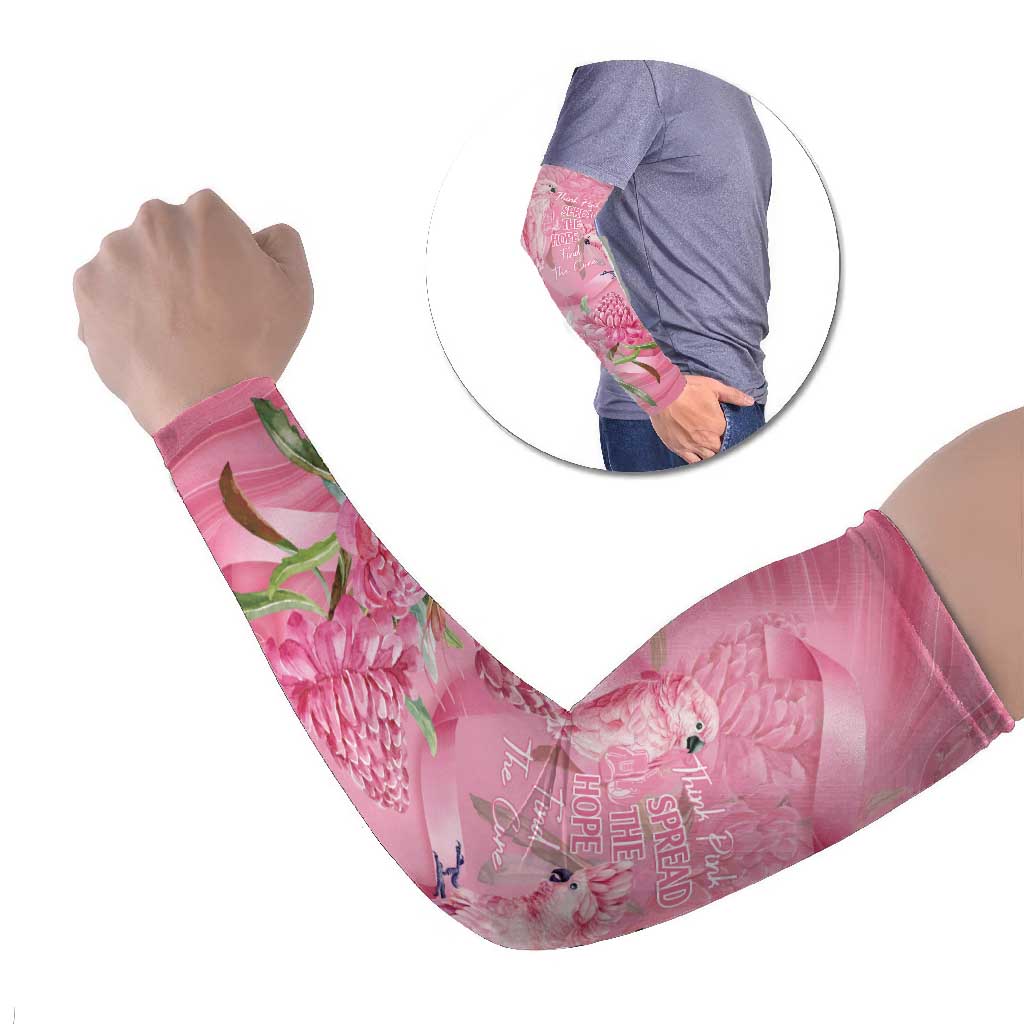 Australia Breast Cancer Awareness Arm Sleeves Think Pink Cockatoos Ribbon - Aussie Hoodie