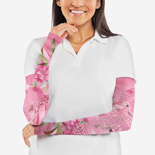 Australia Breast Cancer Awareness Arm Sleeves Think Pink Cockatoos Ribbon - Aussie Hoodie