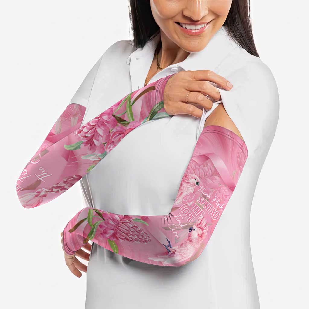 Australia Breast Cancer Awareness Arm Sleeves Think Pink Cockatoos Ribbon - Aussie Hoodie