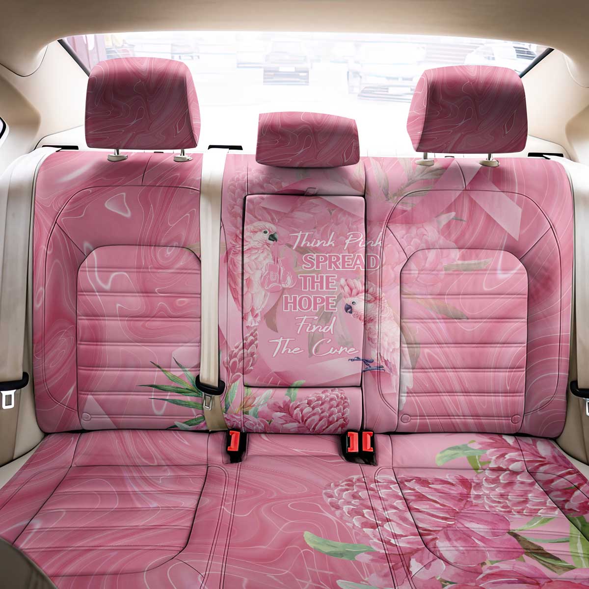 Australia Breast Cancer Awareness Back Car Seat Cover Think Pink Cockatoos Ribbon - Aussie Hoodie