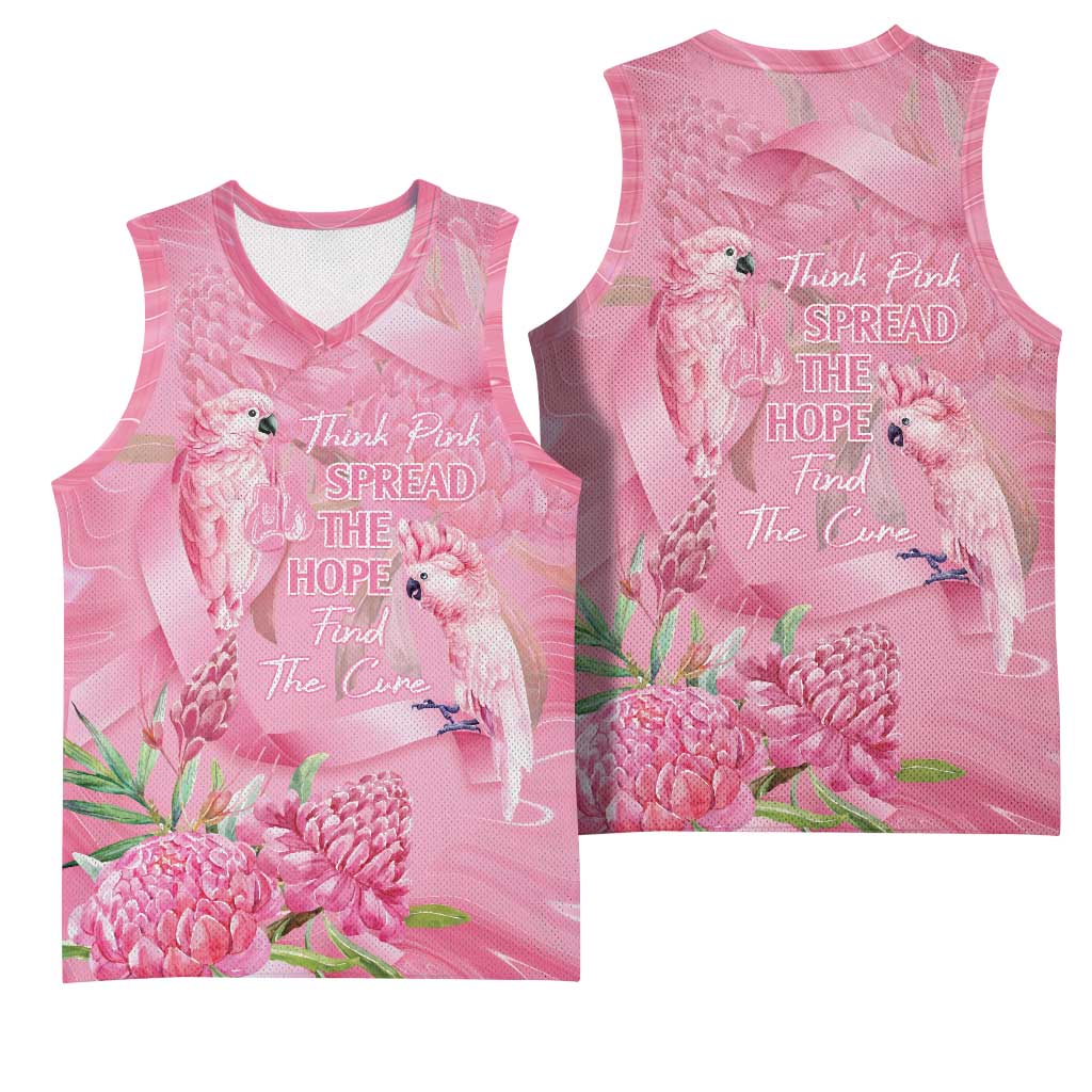 Australia Breast Cancer Awareness Basketball Jersey Think Pink Cockatoos Ribbon - Aussie Hoodie