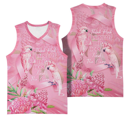 Australia Breast Cancer Awareness Basketball Jersey Think Pink Cockatoos Ribbon - Aussie Hoodie