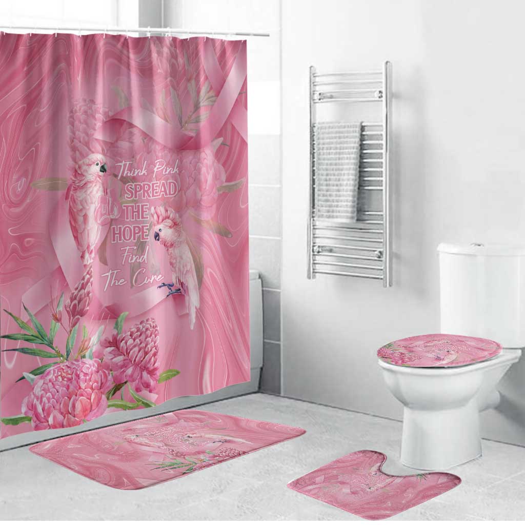 Australia Breast Cancer Awareness Bathroom Set Think Pink Cockatoos Ribbon - Aussie Hoodie