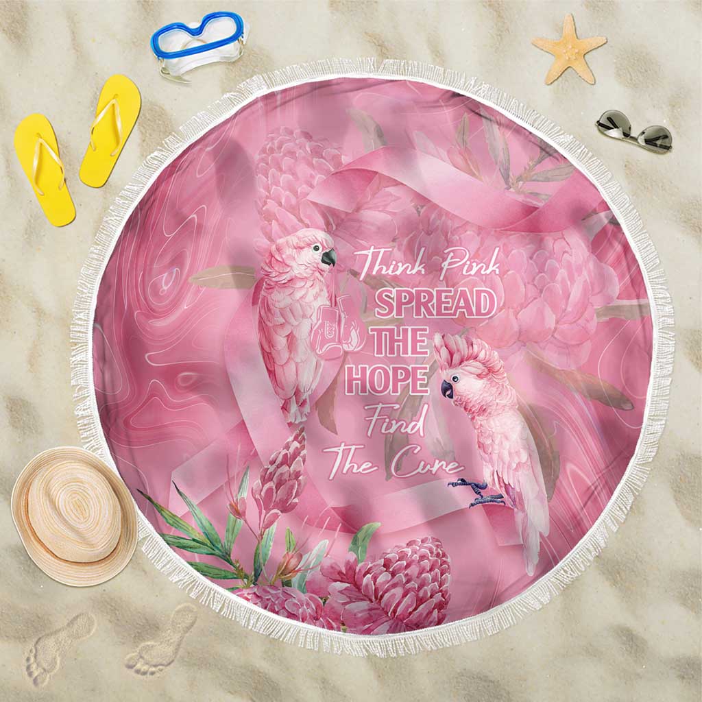 Australia Breast Cancer Awareness Beach Blanket Think Pink Cockatoos Ribbon - Aussie Hoodie