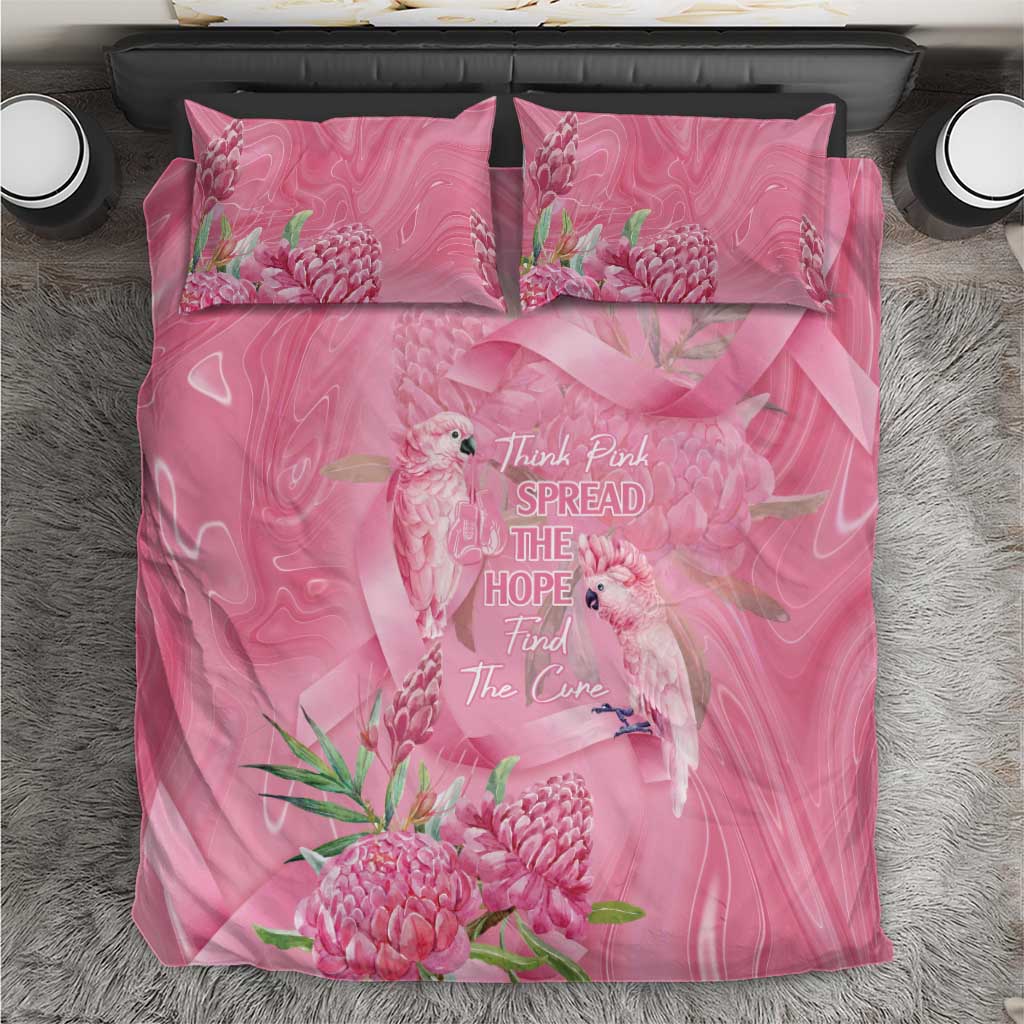 Australia Breast Cancer Awareness Bedding Set Think Pink Cockatoos Ribbon - Aussie Hoodie