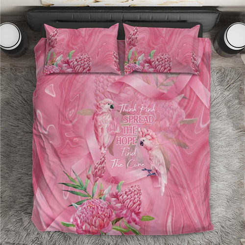 Australia Breast Cancer Awareness Bedding Set Think Pink Cockatoos Ribbon - Aussie Hoodie