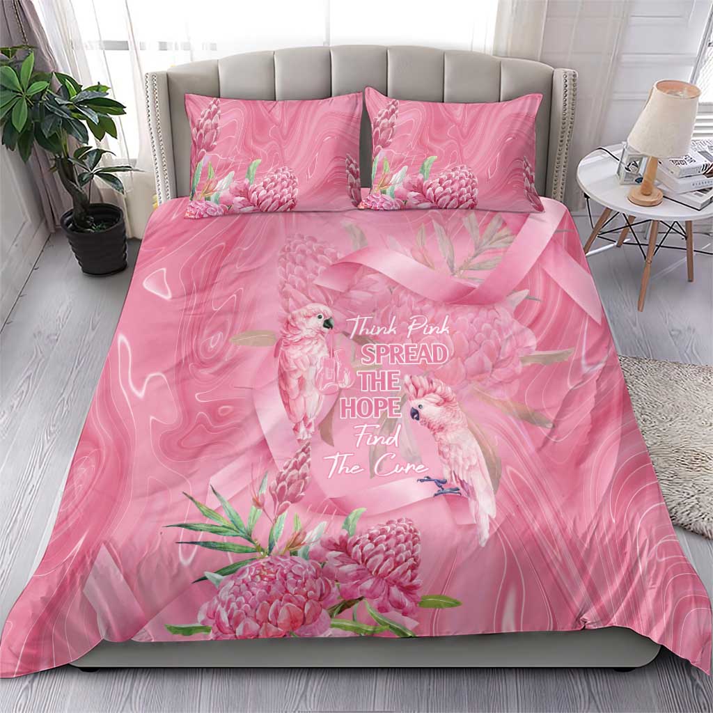 Australia Breast Cancer Awareness Bedding Set Think Pink Cockatoos Ribbon - Aussie Hoodie