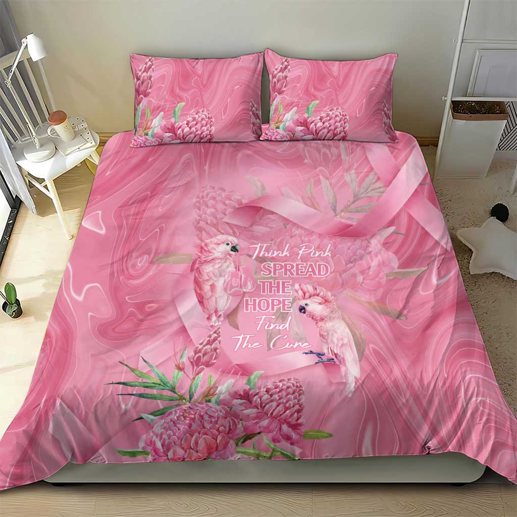 Australia Breast Cancer Awareness Bedding Set Think Pink Cockatoos Ribbon - Aussie Hoodie