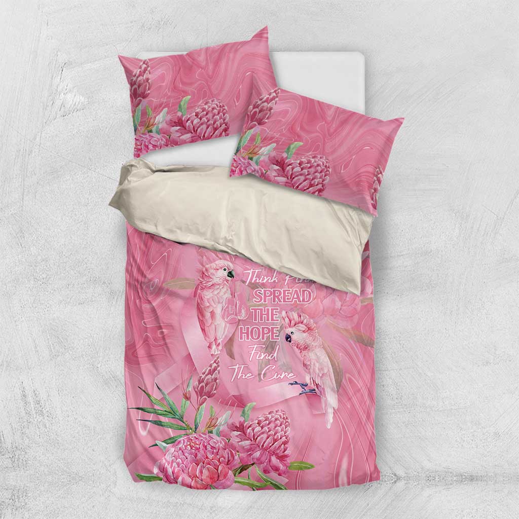 Australia Breast Cancer Awareness Bedding Set Think Pink Cockatoos Ribbon - Aussie Hoodie