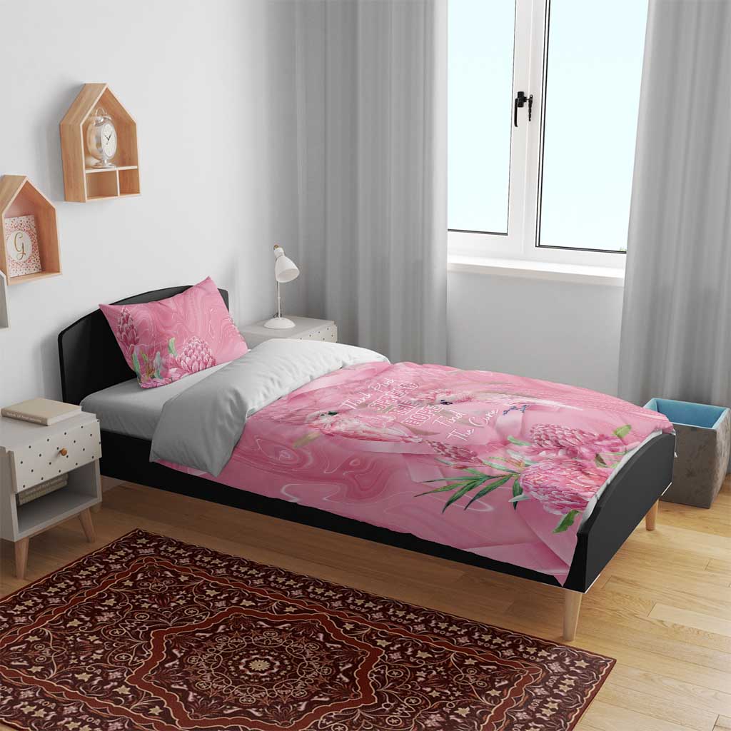 Australia Breast Cancer Awareness Bedding Set Think Pink Cockatoos Ribbon - Aussie Hoodie