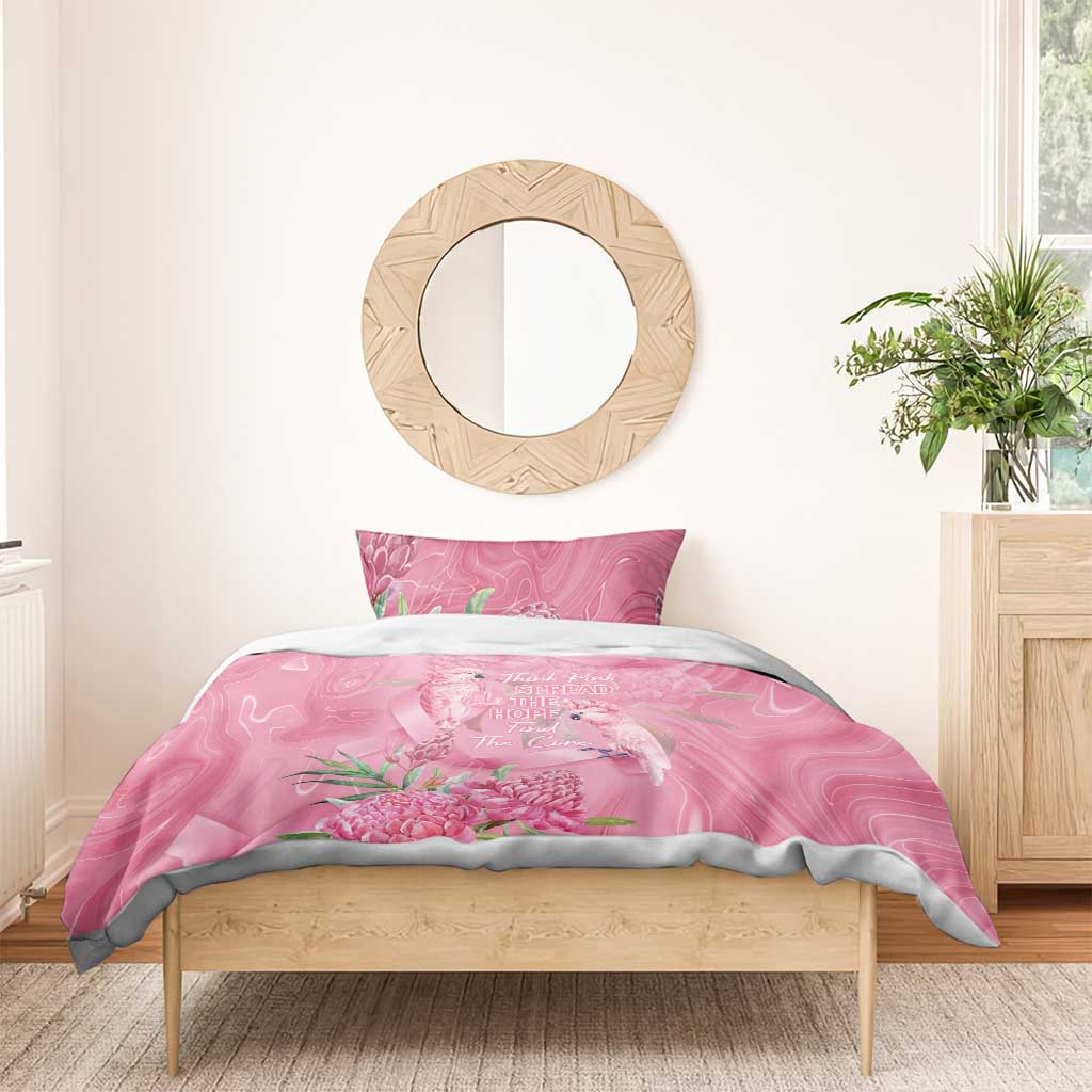 Australia Breast Cancer Awareness Bedding Set Think Pink Cockatoos Ribbon - Aussie Hoodie