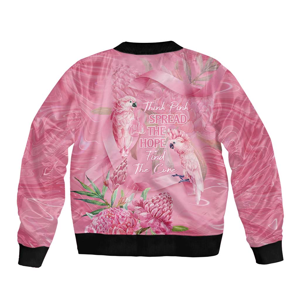 Australia Breast Cancer Awareness Bomber Jacket Think Pink Cockatoos Ribbon - Aussie Hoodie