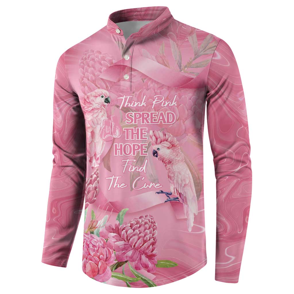 Australia Breast Cancer Awareness Button Sweatshirt Think Pink Cockatoos Ribbon - Aussie Hoodie
