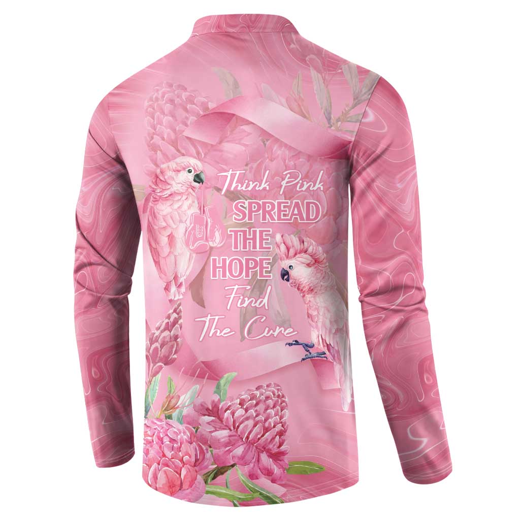 Australia Breast Cancer Awareness Button Sweatshirt Think Pink Cockatoos Ribbon - Aussie Hoodie
