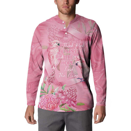 Australia Breast Cancer Awareness Button Sweatshirt Think Pink Cockatoos Ribbon - Aussie Hoodie