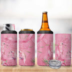 Australia Breast Cancer Awareness 4 in 1 Can Cooler Tumbler Think Pink Cockatoos Ribbon - Aussie Hoodie