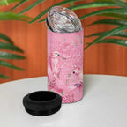 Australia Breast Cancer Awareness 4 in 1 Can Cooler Tumbler Think Pink Cockatoos Ribbon - Aussie Hoodie