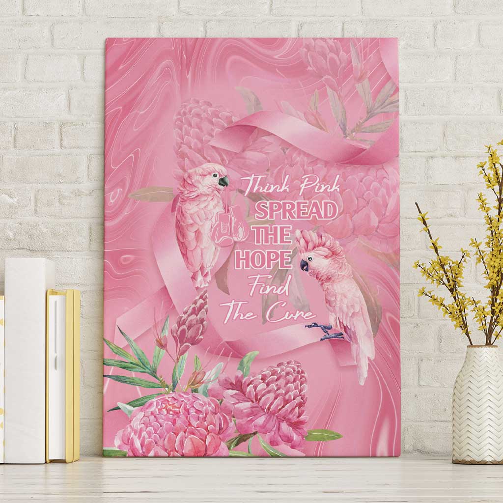 Australia Breast Cancer Awareness Canvas Wall Art Think Pink Cockatoos Ribbon - Aussie Hoodie