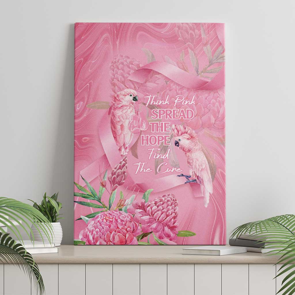 Australia Breast Cancer Awareness Canvas Wall Art Think Pink Cockatoos Ribbon - Aussie Hoodie
