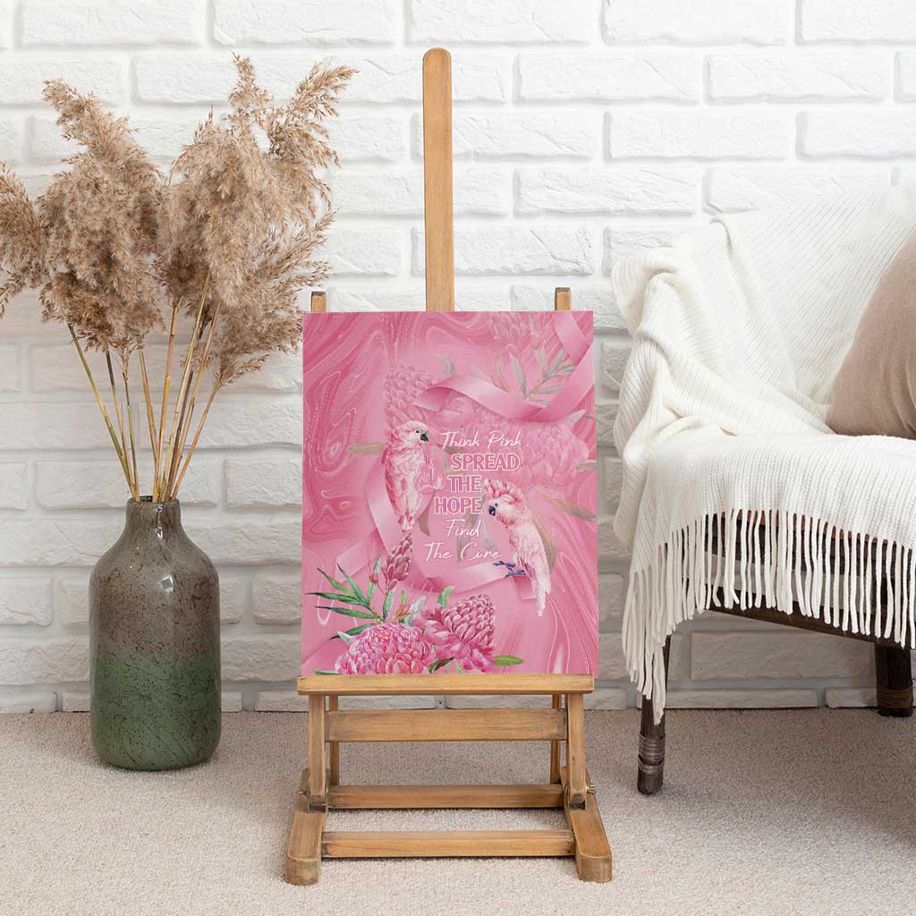 Australia Breast Cancer Awareness Canvas Wall Art Think Pink Cockatoos Ribbon - Aussie Hoodie