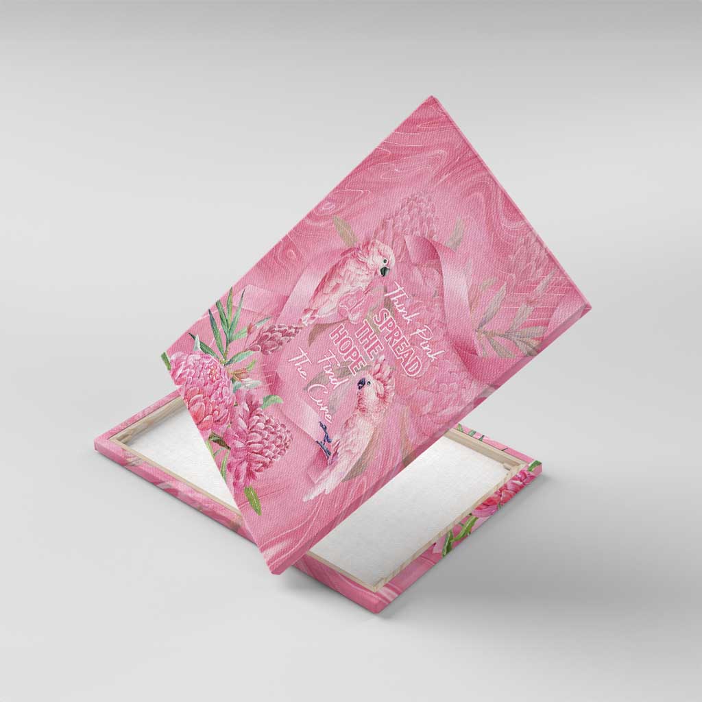 Australia Breast Cancer Awareness Canvas Wall Art Think Pink Cockatoos Ribbon - Aussie Hoodie
