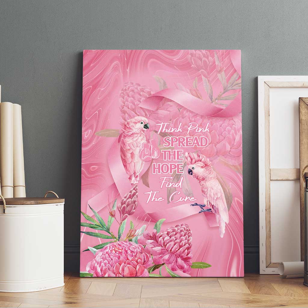 Australia Breast Cancer Awareness Canvas Wall Art Think Pink Cockatoos Ribbon - Aussie Hoodie