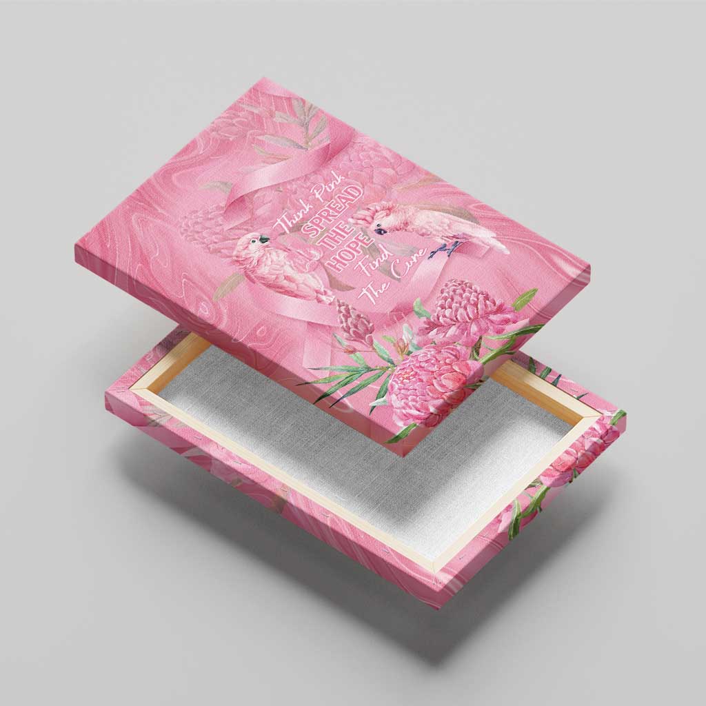 Australia Breast Cancer Awareness Canvas Wall Art Think Pink Cockatoos Ribbon - Aussie Hoodie