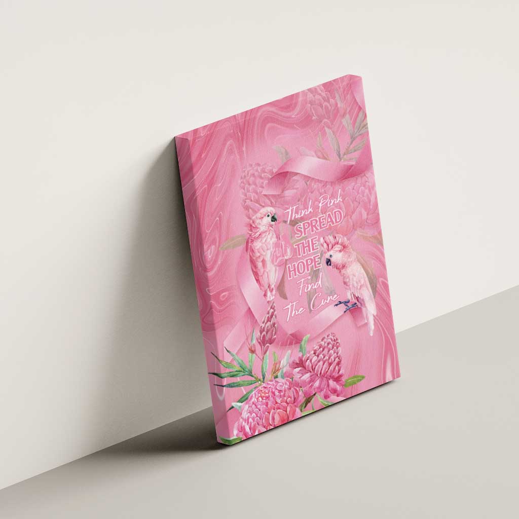 Australia Breast Cancer Awareness Canvas Wall Art Think Pink Cockatoos Ribbon - Aussie Hoodie