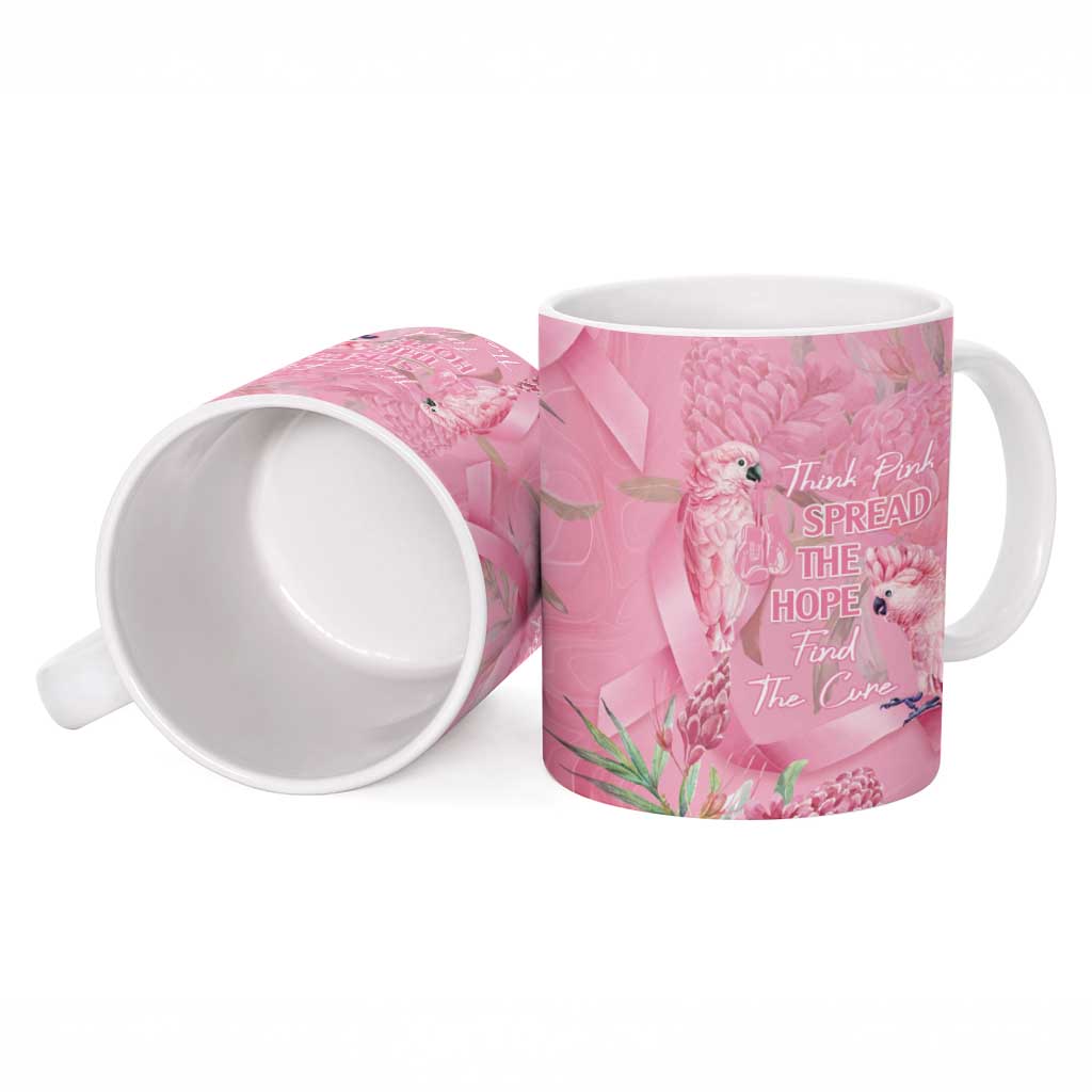 Australia Breast Cancer Awareness Ceramic Mug Think Pink Cockatoos Ribbon - Aussie Hoodie