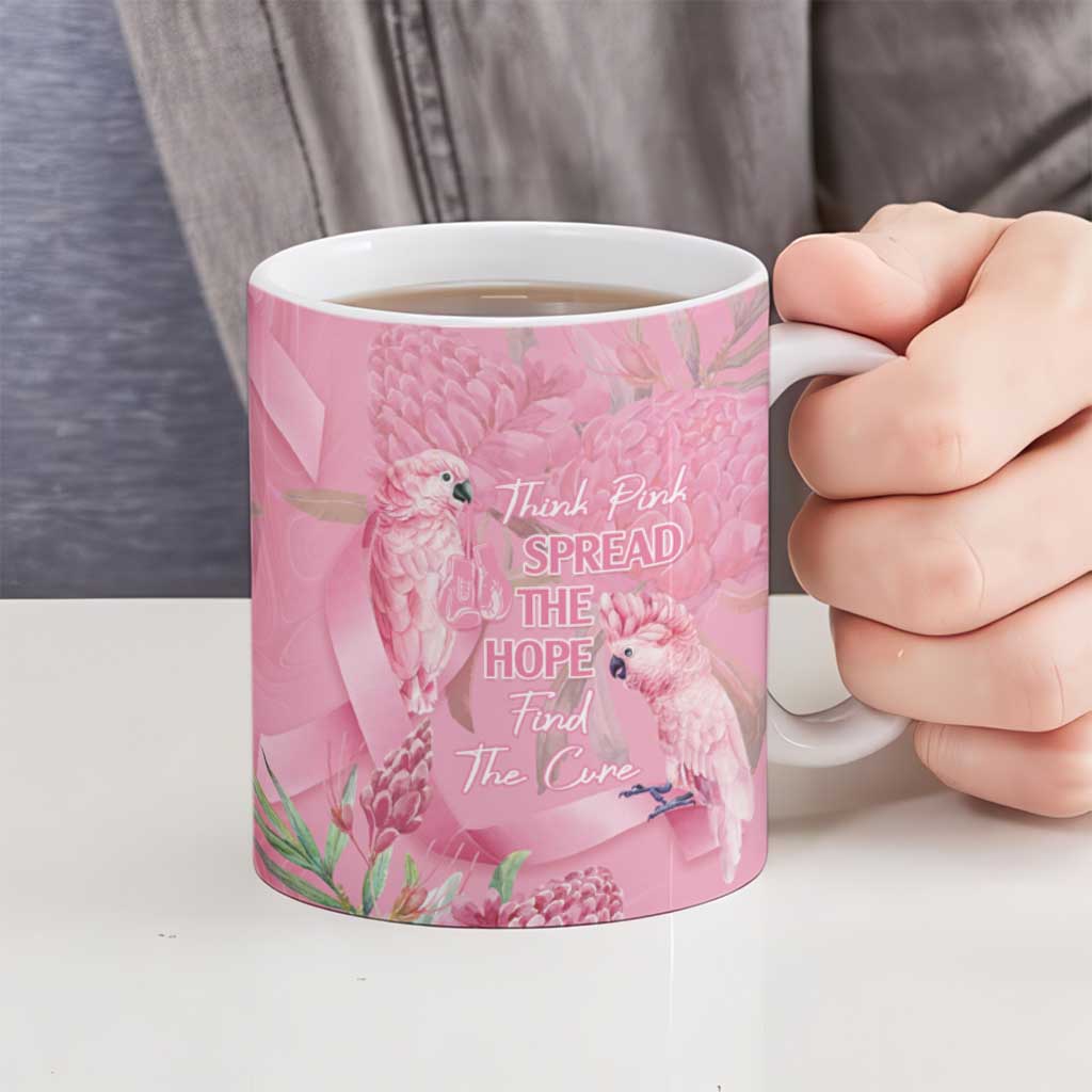 Australia Breast Cancer Awareness Ceramic Mug Think Pink Cockatoos Ribbon - Aussie Hoodie