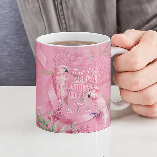 Australia Breast Cancer Awareness Ceramic Mug Think Pink Cockatoos Ribbon - Aussie Hoodie