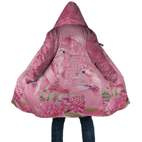 Australia Breast Cancer Awareness Cloak Think Pink Cockatoos Ribbon - Aussie Hoodie