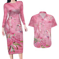 Australia Breast Cancer Awareness Couples Matching Long Sleeve Bodycon Dress and Hawaiian Shirt Think Pink Cockatoos Ribbon - Aussie Hoodie