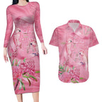 Australia Breast Cancer Awareness Couples Matching Long Sleeve Bodycon Dress and Hawaiian Shirt Think Pink Cockatoos Ribbon - Aussie Hoodie