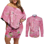 Australia Breast Cancer Awareness Couples Matching Off Shoulder Short Dress and Long Sleeve Button Shirt Think Pink Cockatoos Ribbon - Aussie Hoodie
