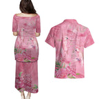 Australia Breast Cancer Awareness Couples Matching Puletasi and Hawaiian Shirt Think Pink Cockatoos Ribbon - Aussie Hoodie