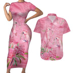 Australia Breast Cancer Awareness Couples Matching Short Sleeve Bodycon Dress and Hawaiian Shirt Think Pink Cockatoos Ribbon - Aussie Hoodie