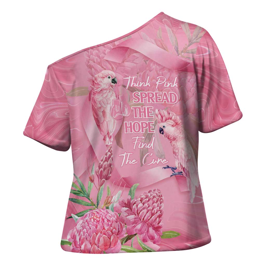 Australia Breast Cancer Awareness Cross Shoulder Shirt Think Pink Cockatoos Ribbon - Aussie Hoodie