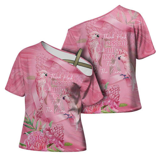 Australia Breast Cancer Awareness Cross Shoulder Shirt Think Pink Cockatoos Ribbon - Aussie Hoodie