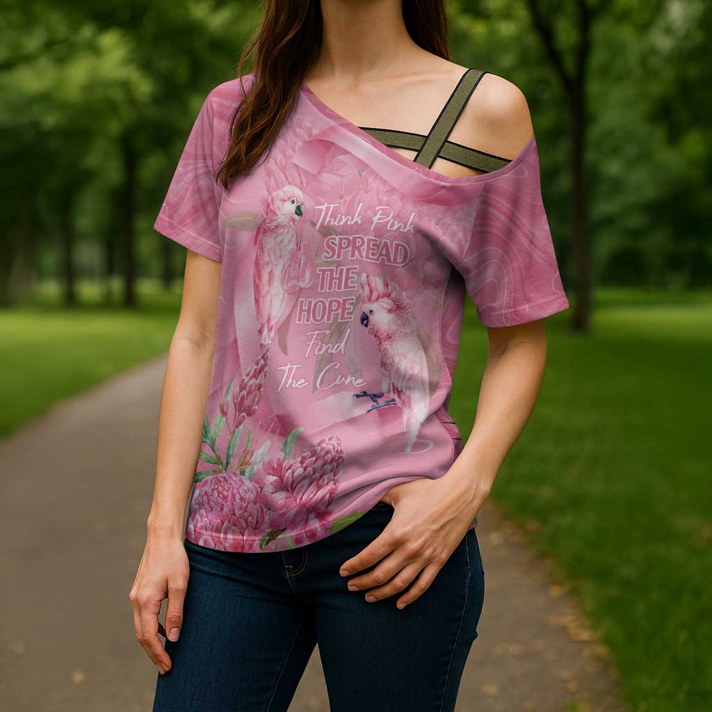 Australia Breast Cancer Awareness Cross Shoulder Shirt Think Pink Cockatoos Ribbon - Aussie Hoodie