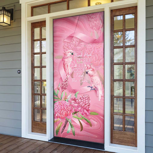 Australia Breast Cancer Awareness Door Cover Think Pink Cockatoos Ribbon - Aussie Hoodie