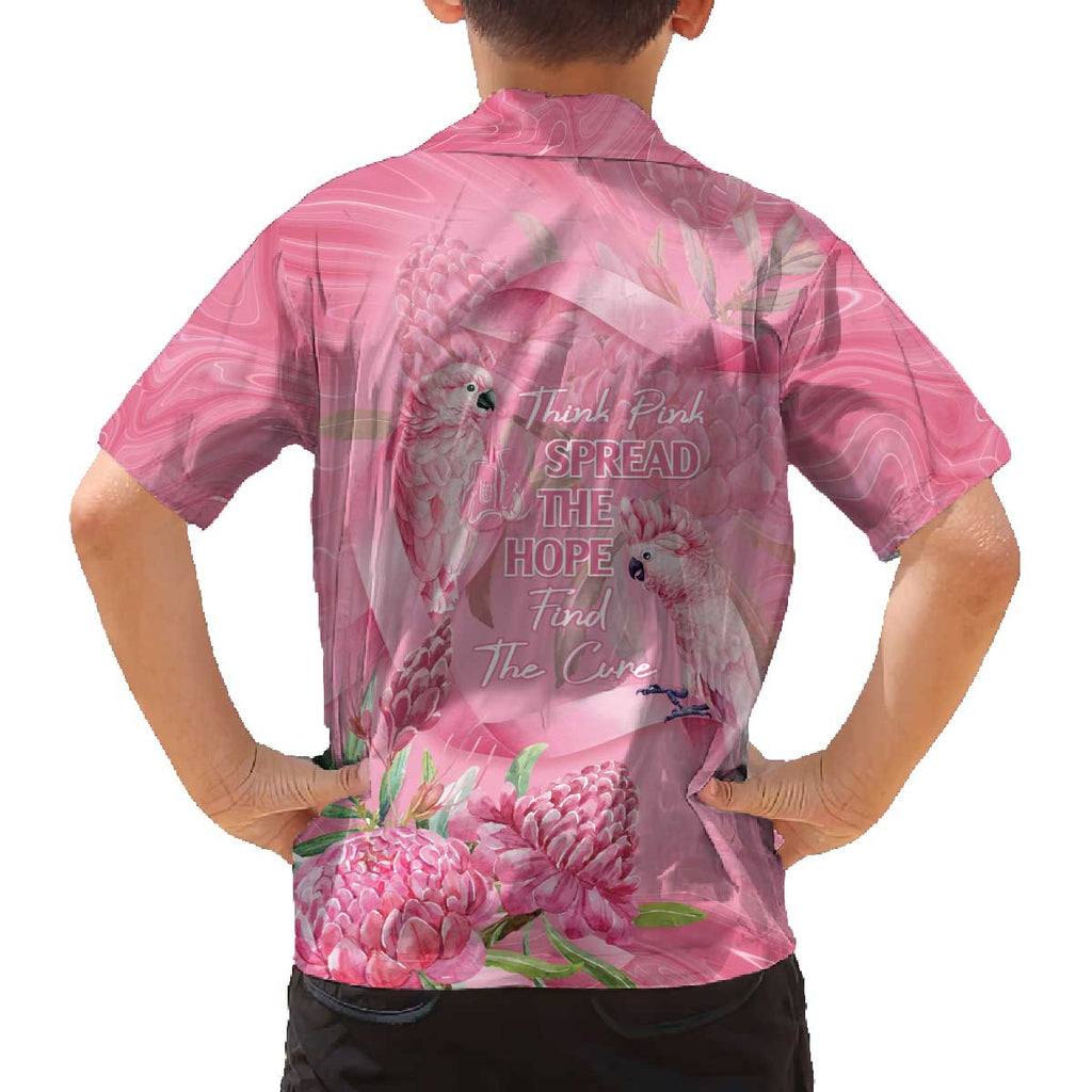 Australia Breast Cancer Awareness Family Matching Off The Shoulder Long Sleeve Dress and Hawaiian Shirt Think Pink Cockatoos Ribbon - Aussie Hoodie