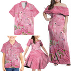 Australia Breast Cancer Awareness Family Matching Off Shoulder Maxi Dress and Hawaiian Shirt Think Pink Cockatoos Ribbon - Aussie Hoodie