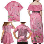 Australia Breast Cancer Awareness Family Matching Off Shoulder Maxi Dress and Hawaiian Shirt Think Pink Cockatoos Ribbon - Aussie Hoodie
