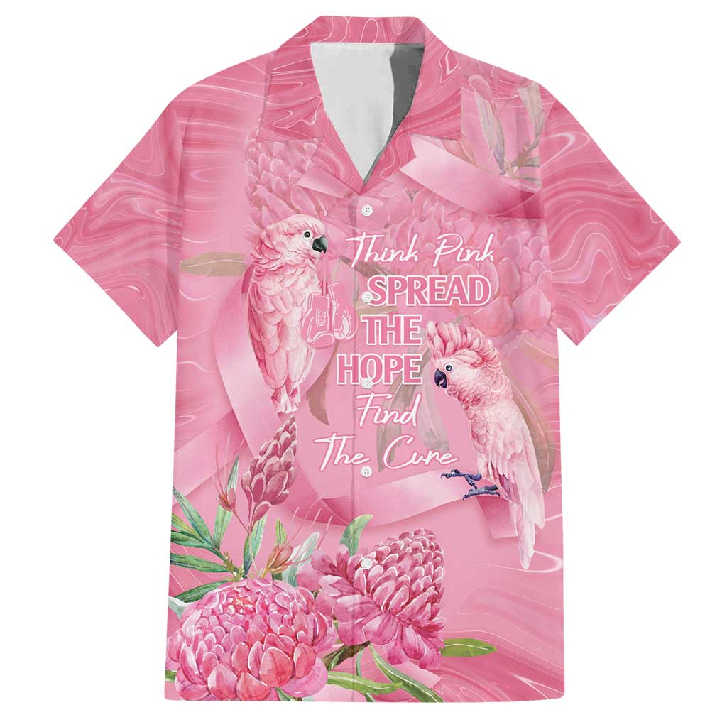 Australia Breast Cancer Awareness Family Matching Off Shoulder Maxi Dress and Hawaiian Shirt Think Pink Cockatoos Ribbon - Aussie Hoodie