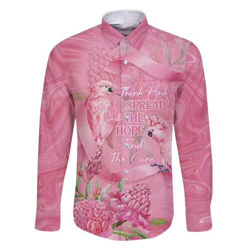 Australia Breast Cancer Awareness Family Matching Off Shoulder Short Dress and Hawaiian Shirt Think Pink Cockatoos Ribbon - Aussie Hoodie